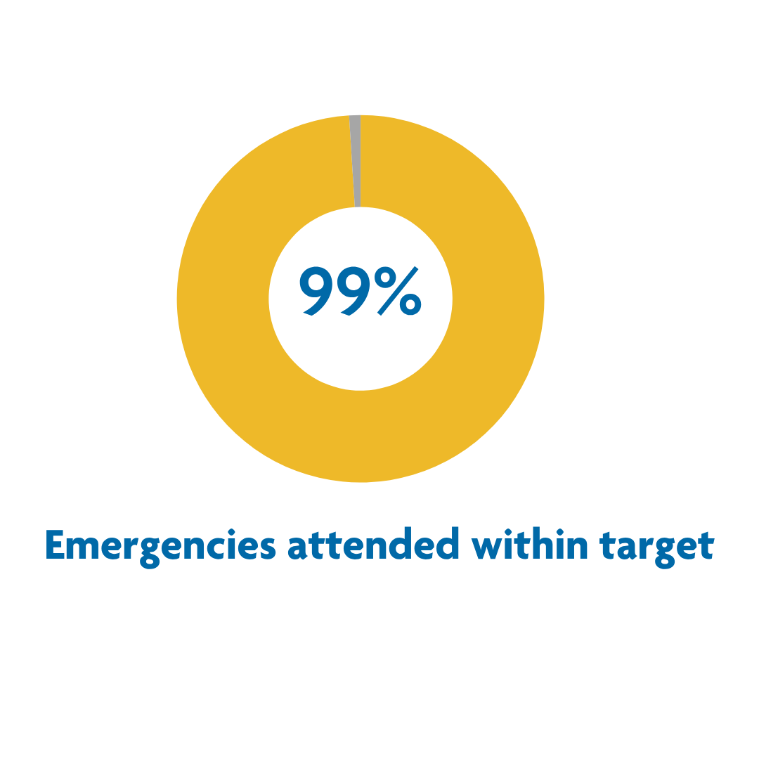 Emergencies attended within target: 99%