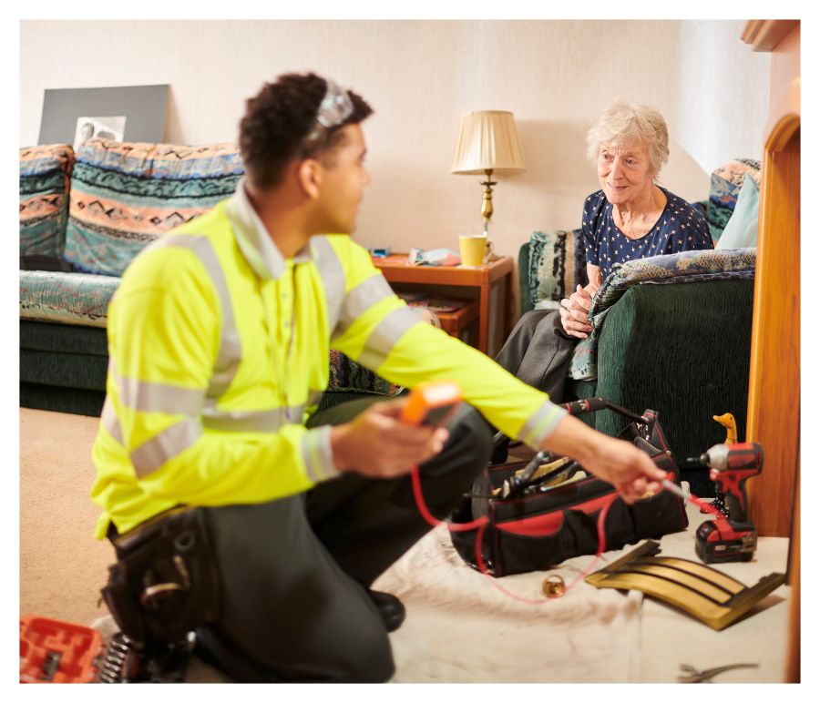 photo of two people inside home