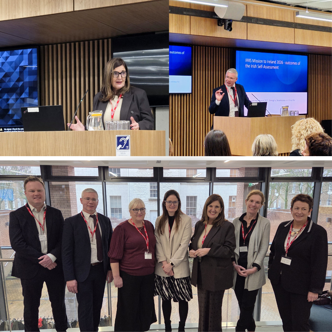 HIQA staff members at an event to mark the International Atomic Energy Agency Integrated Regulatory Review Service Mission to Ireland