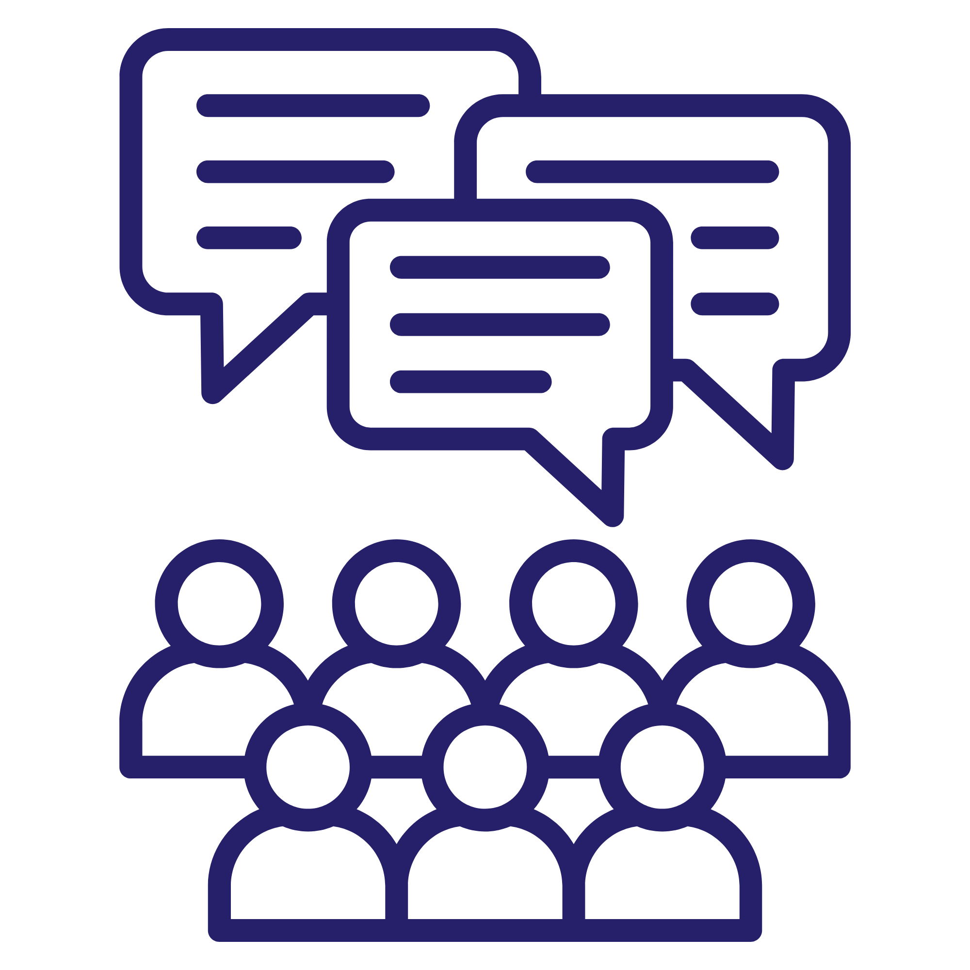 Graphic showing people talking